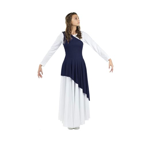 Danzcue Women's Asymmetrical Praise Dance Tunic, Navy, XX-Large-3X-Large, (Dress Not Included)
