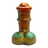 Valdibras the Enduring, Dildo, 17 cm, Fantasy Sex-Toy, Handmade, Orange-Grün-Gold-Taupe, weiches Silikon, dicke Schaft-Ringe, Sexspielzeug, Silikondildo, Erwachsene, Unisex, Made in Germany