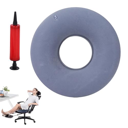 Hämorrhoiden Sitzkissen, Aufblasbares Sitzkissen, Sitzring Nach Op,Donut Kissen mit Pumpe,Orthopädisches Rundkissen,Weich Sitzring,Sitzring Steißbein Entlastung, zur Linderung Körperdrucks(Grau)
