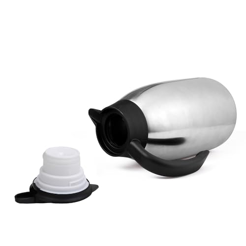 68oz Thermal Coffee Carafe, 2 Pack Airpot Insulated Coffee Urns Stainless Steel Vacuum Thermal Pot Dispenser for Coffee, Hot Water, Tea, Hot Beverage - Keep 12 Hours Hot, 24 Hours Cold (Silver, Black)