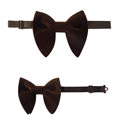 Image of GUSLESON Mens Solid Plaid Velvet Pre-tied Adjustable Bow Tie and Pocket Square Cufflink Set with Gift Box