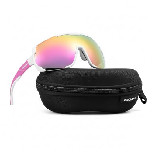 Odoland Cycling Sunglasses with Replaceable Magnetic Lenses for Men Women - Lightweight Polarized UV400 Sport Sunglasses for Driving Cycling Motorcycl