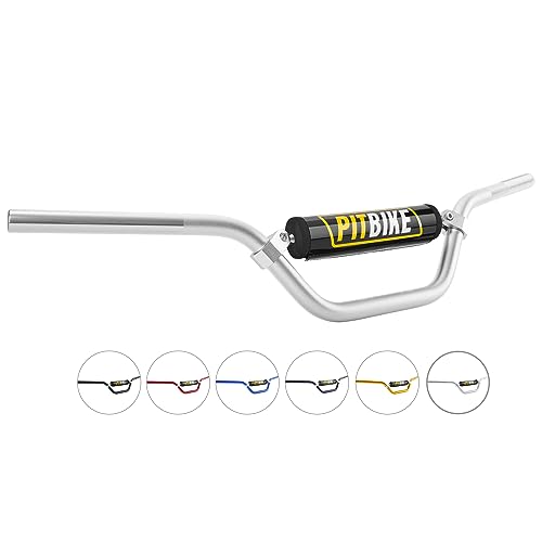 Image of Handlebars 7 /8 Inch for Motorcycle,RUTU Upgraded Universal Dirt Bike Handle Bar with Crossbar Pad Mid-Rise Mini Bike Pit Bike Handlebar for Motocross ATV Quad - Silver