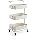LSMK Wózki wózek kuchenny na kółkach, 3-poziomowy uchwyt na kosz z siatki biały stojak do przechowywania wózków ruchomy, salon piękności Spa serwowanie sklep organizer (kolor: Posiadaj uchwyty)