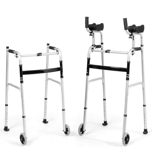 Déambulateur pliant pour seniors avec appui sous-brachial et roues avant