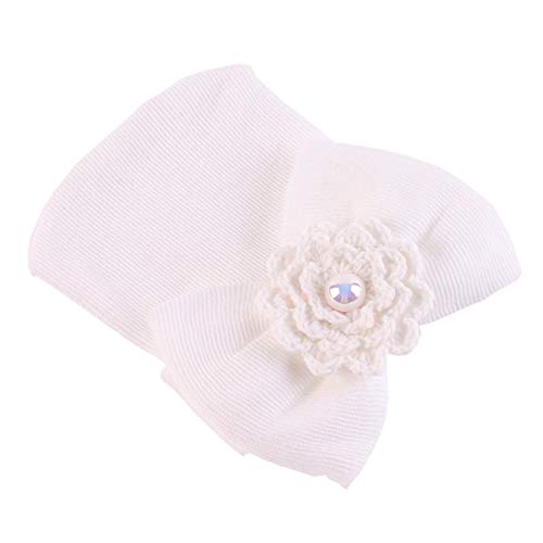 Huixiang Preemie Newborn Hospital Hat Soft Cotton Baby Girls Head Wrap With Big Bow Cap Nursery Beanie, A-3 Pack (0-3Months), Baby #TOP3