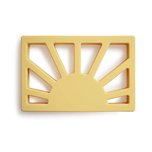 Image of mushie Silicone Baby Sun Teether Toy (Muted Yellow)