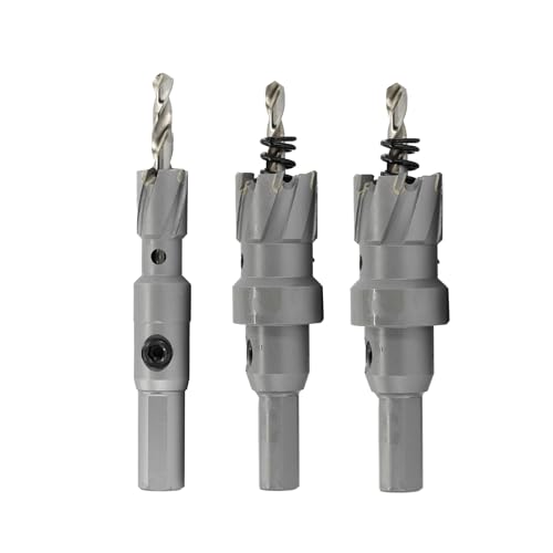 Image of Drill America CTHBAG3 3 Piece Carbide Tipped Hole Cutter Set with 1 inch Depth of Cut in Heavy Duty Storage Bag Organizer (7 /8 inch, 1-1 /8 inch, 1-3 /8 inch)