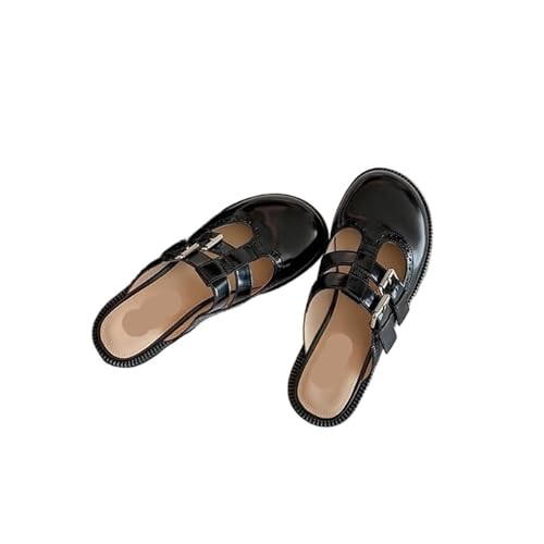 Womens Sandals Round toe double buckle lazy closed toe mule slippers women's flat bottom outdoor sandals2