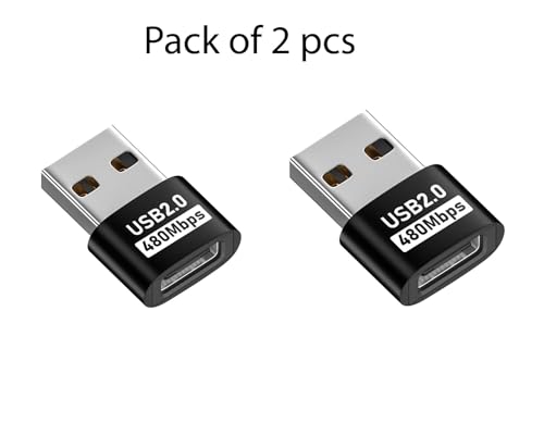 Image of ETZIN USB to USB C Adapter, USB C Female to A Male OTG Charger Type C Converter, USB 2.0 to USB C Adapter for Laptop, Charger, iPhone, MacBook, Samsung Galaxy etc. (2, Black)
