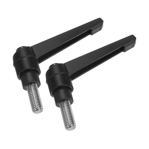 Image of uxcell 2pcs Clamping Lever Handles, M8 x 15mm 304 Stainless Steel Threaded Male Stud, Adjustable Handles Locking Quick Release Ratchet Push Button Bolt Knobs, Black