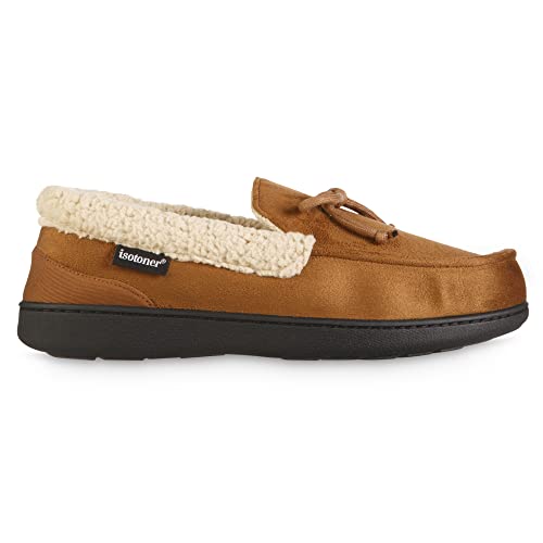 Image of isotoner Men's Indoor /Outdoor Slip-on Vincent Microsuede Moccasin Slippers With Memory Foam Comfort