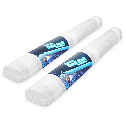(2-Pack) Extra-Tall Foam Bed Rails for Toddlers | Soft Bed Bumpers for Kids | Baby Bed Guard | Child Bed Safety Side Rails with Water Resistant Washable Cover