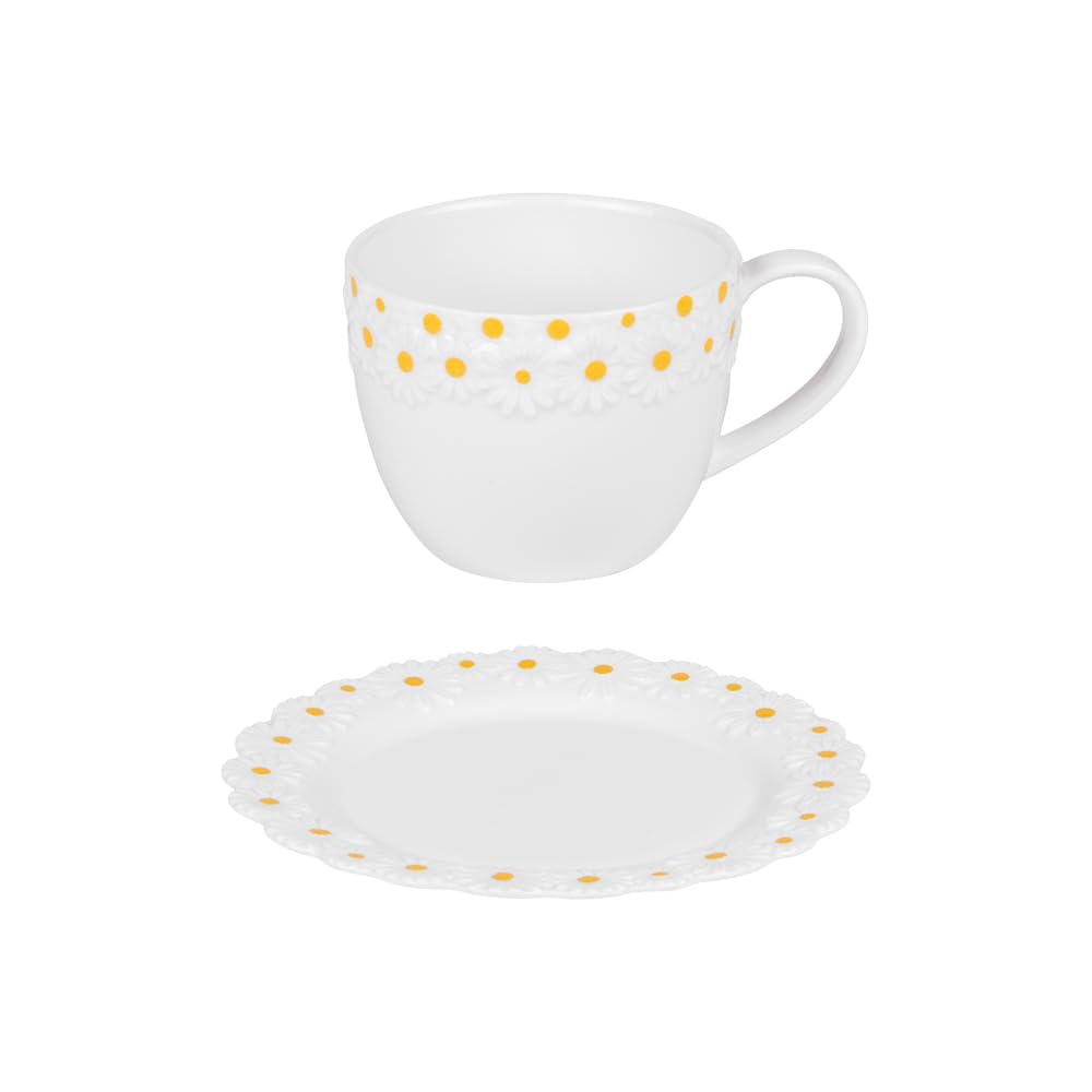 Table Passion - Coffret de 4 tasses à thé avec sous tasses Marguerite 30 cl
