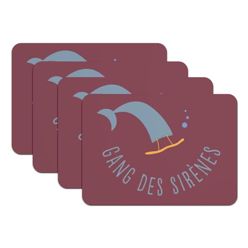 Set de table sirène rouge pour protéger la table des taches et rayures lot de 4