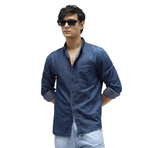 Image of Urbano Fashion Men's Regular Fit Full Sleeve Washed Denim Shirt