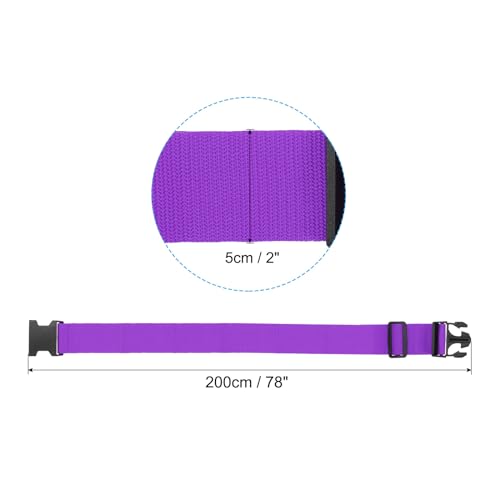 Image of PATIKIL Luggage Strap with Luggage Tag and Loop 78 inchx2 inch, 3 Set Adjustable Suitcase Belt for Travel Packing Bag Closure Identify, Purple