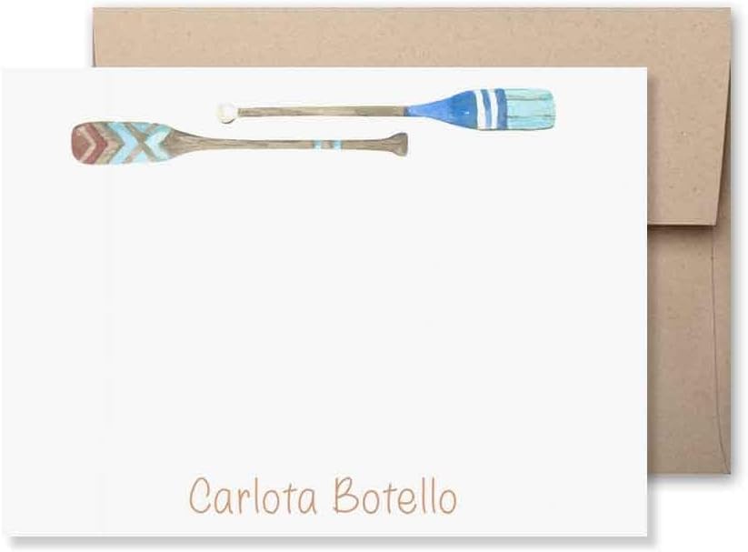 KAI KAI MARKET | Wooden Oars | Personalized Stationery | Flat Note Cards and Envelopes | Marine, Nautical | Thank You Cards |