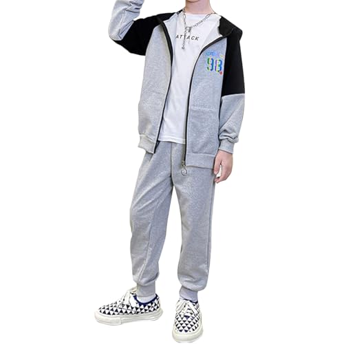 Boys Tracksuit Activewear Long Sleeve Zipper Hoodies Sweatshirt And Sweatpants Outfit Piece Jogging Set