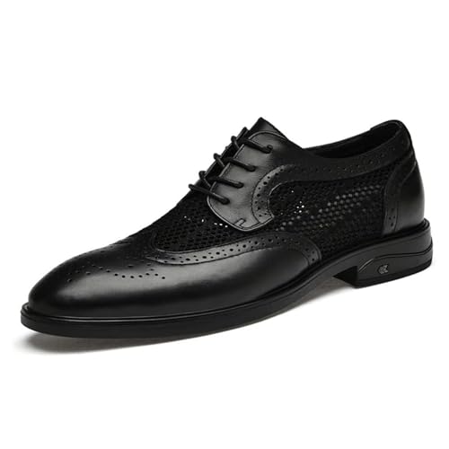 YZABEL Men's Patent Leather Brogue Low Heel Loafers Classic Lace Up Formal Tuxedo Shoes Formal Business Wingtip Office Leather Shoe
