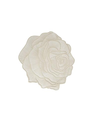 Image of Dakshya Industries Premium Set of 2 Round Table Placemats 38x38 cm PVC Waterproof - Washable Dining Table Mats (Gold)