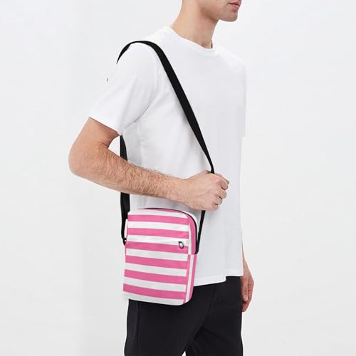 MCHIVER Small Messenger Bag Neon Pink Stripes Crossbody Bag for Men Women Cell Phone Shoulder Bag for Teen Girl Boy3