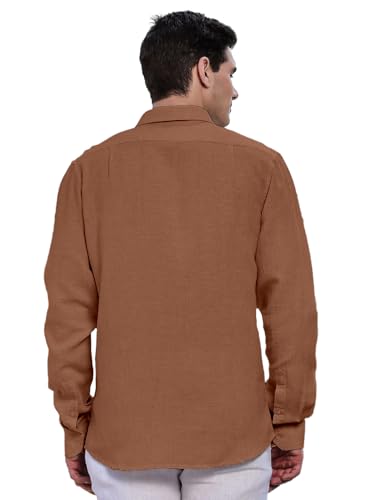 Image of Classic Black Linen Cotton Button-Down Shirt, Full Sleeves, Slim Fit, Casual Wear