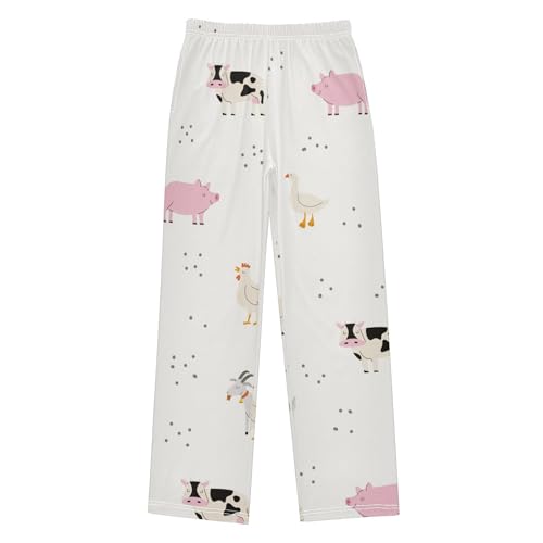 Farm Animal Boys Pants Boys Athletic Pants Long Pant for Boy with Pockets Wide-Leg Size 6-14Y