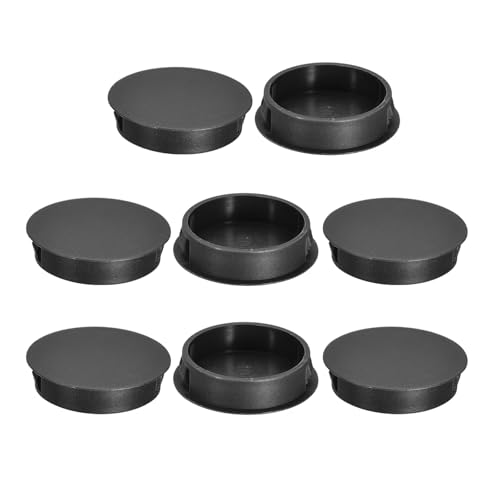 Image of uxcell 8Pcs 40mm(1-9 /16 inch) Nylon Hole Plugs, Flush Type Panel Round Snap in Fastener Knockout Locking Plugs for Furniture Insert End Caps Panels, Black