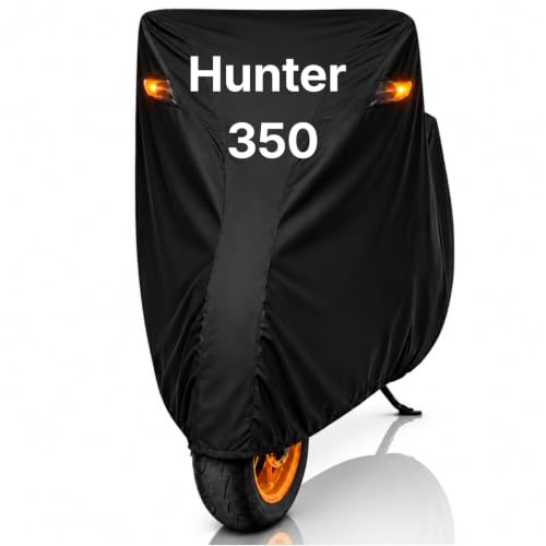 Image of Dhoom Bike Body Cover for Hunter 350 Cover | 100% Waterproof, Dustproof & Scratch Resistant | Heavy Duty Two Wheeler Covers with UV Protection, Heat Resistant | All Weather Outdoor Bike Cover (Black)