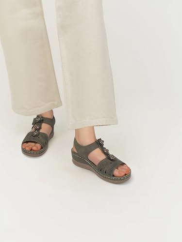 Image of SHIBEVER Dressy Wedge Women Sandals: Comfortable Arch Support Summer Sandal