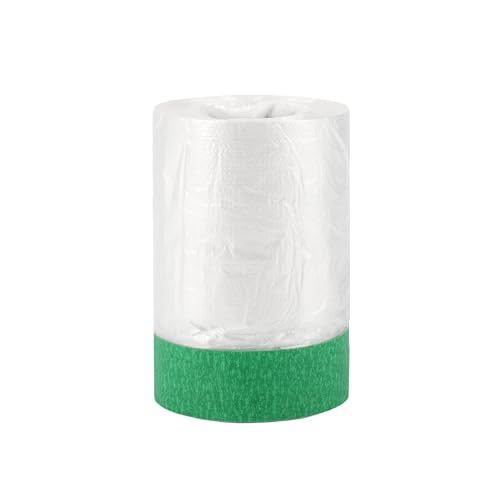 HOPESPANNER Película De Enmascaramiento Pre-Cinta Cubierta De Película De Pe Material De Fibra Natural 1 Pc 2000X55cm / 65.62Ftx21.65 Blanco Verde Oscuro
