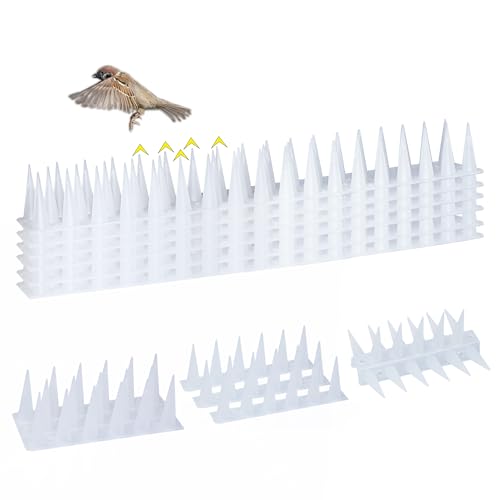 KOKMEYA Bird Spikes, Clear,6 Pcs,Pigeon Spikes for Outdoor,Keep Birds Squirrel Raccoon Away for Outside, Patio, Plastic Fences Spikes, 6.5FT
