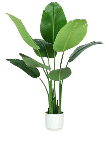 Bird of Paradise Plant Artificial 4ft,Faux Plants Indoor Tall with 8 Trunks - The Perfect Indoor Silk Floor Plant for Home Decor in Living Room, Office, and Bedroom (4FT Bird of Paradise)