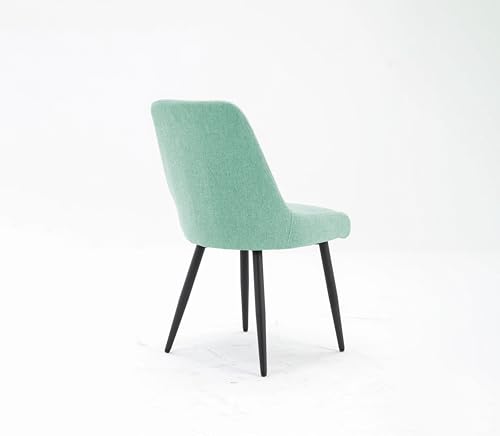 Image of Finch Fox Morris Glam Comfortable Fabric Upholstered Padded Living Room Side Dining Chair for Cafeteria Bedroom, Restaurents, Home, Office with Black Metal Legs in Pista Color (Set of 6)
