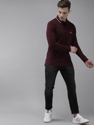 Image of The Bear House Men's Maroon Long Sleeves Pique Polo