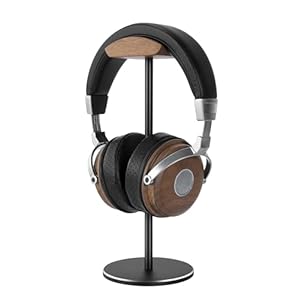 Headphone Stand Headset Holder with Walnut Wood Headrest,Gaming Headset Stand Earphone Stand with Solid Heavy Base for All Headphone Sizes