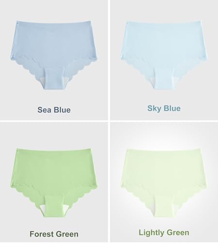 Image of SHARICCA Seamless High Waisted Underwear for Women Cheeky Underwear Wave Edge No Show Bikini Panties Ribbed Panties Pack