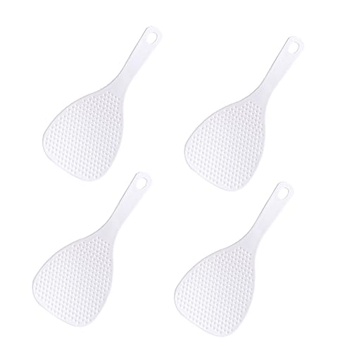 MUCKLILY 4Pcs Multipurpose Non Stick Rice Spoons Heat Resistant Kitchen Utensils for Cooking and Serving Plastic Rice Scoops Off for Home and Restaurant Use