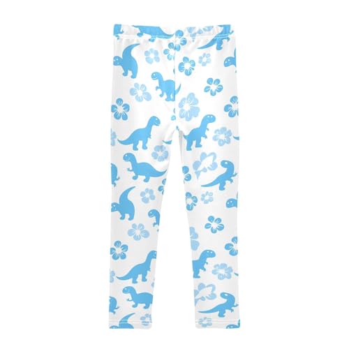 Blue Animal Dinosaur Floral Girls Casual Leggings for Kids Printed Long Pant Bottoms Stretch and Soft2