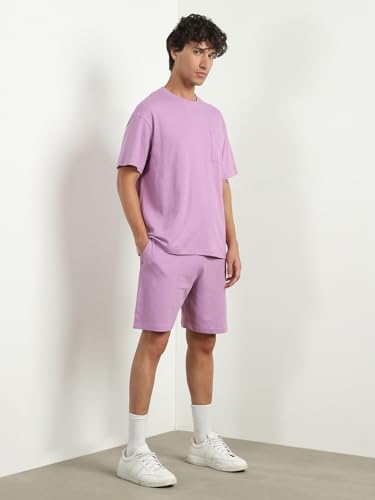 Image of NOBERO Men Cotton Blend Solid Co-ord Sets