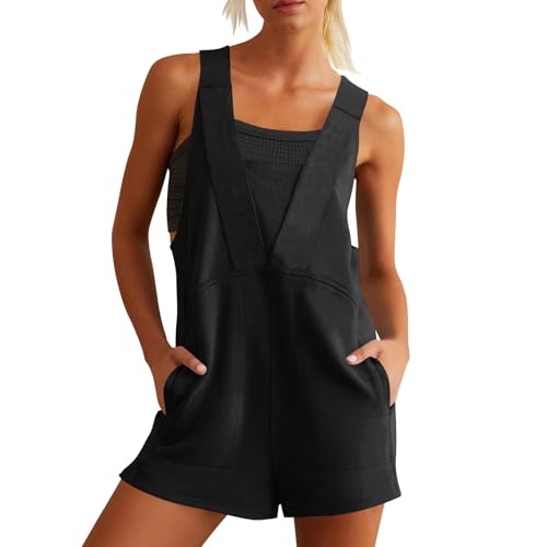 Peto corto de lino para mujer que soluciona el calor con estilo casual y bolsillos
