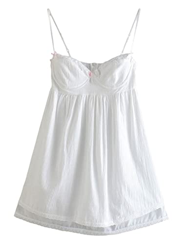 Image of Women's V Neck Adjustable Spaghetti Straps Sleeveless Sexy Backless Dress Y2k Lace Dresses Party Clubwear