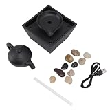 Fountain Ornament, Plastic, Tabletop Fountains Indoor Fountains & Accessories Floating Teapot Water Fountain Ornament Tabletop Waterfall Decoration with LED Lights Stones USB