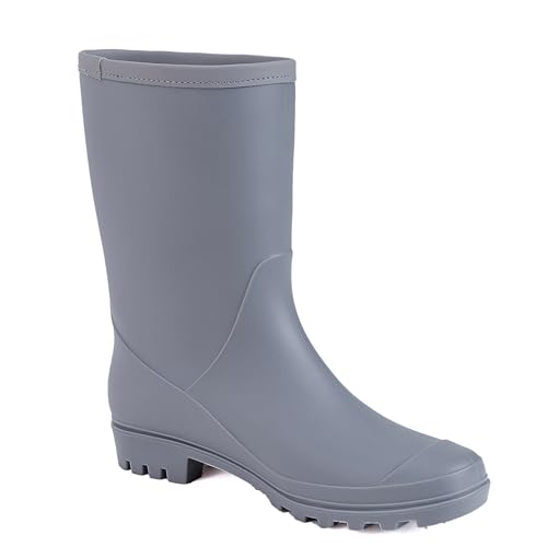 Women's Mid Calf Rain Boots Waterproof Fashion Garden Shoes Anti-slipping Rainboots For Women Comfortable Insole Light Rain Shoes