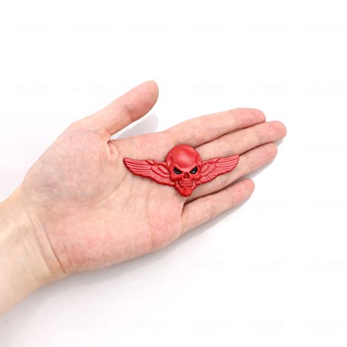 Image of 3D Skeleton Skull Emblem Car Badge Sticker Car Side Rear Front Hood Trunk Door Fender Bumper Metal Badge 3D Decal Sticker (Red) (CR-WINDSKULL)