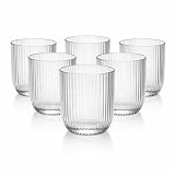 Set 6 Bicchieri Vetro Rigato 300 ml – Bicchieri Acqua e Cocktail Design Moderno, Bicchieri Colorati Eleganti per Tavola e Cucina, Resistenti Lavastoviglie, Tumbler in Vetro (Trasparente)