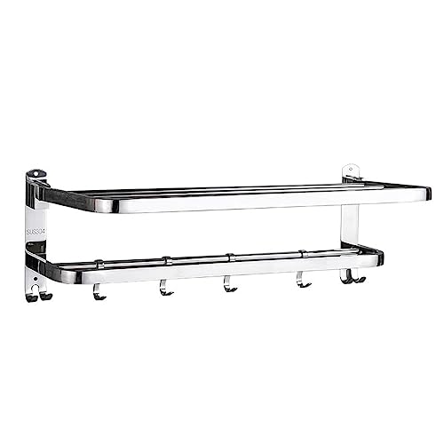 Rack serviette acier inoxydable mural 70 cm avec barre de suspension renforcée