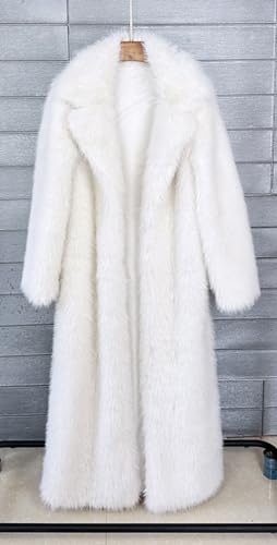 Fluffy Faux Fur Long Overcoat,Warm Outwear Parka Long Coat with Sleeves4