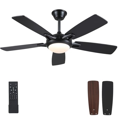 Kviflon 52 Inch Ceiling Fans with Lights and Remote, Modern Indoor Outdoor Ceiling Fan for Bedroom...